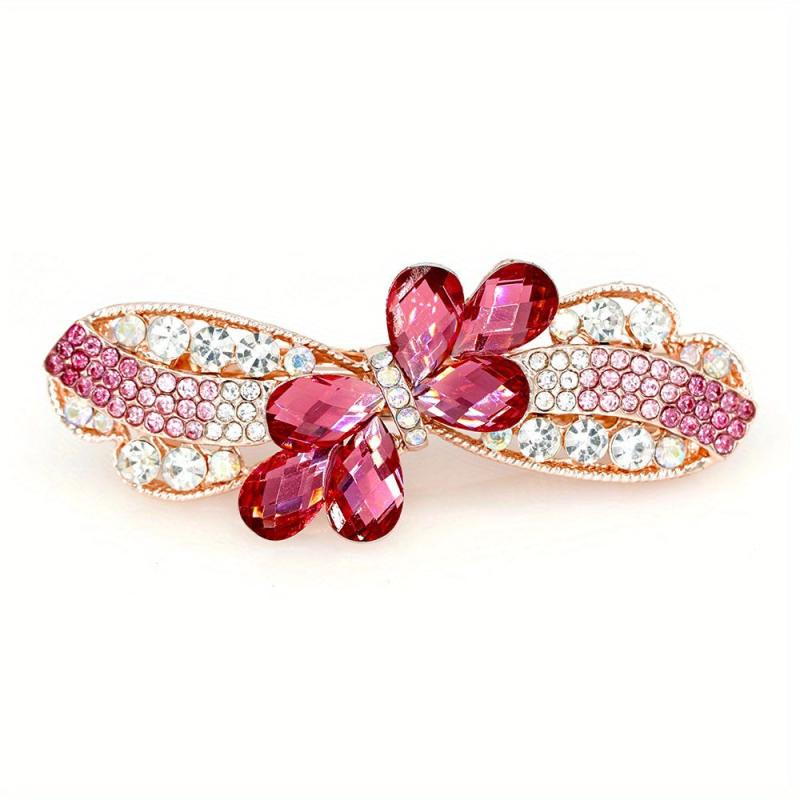 Vintage Rhinestone Flower Hair Clip for Ponytail