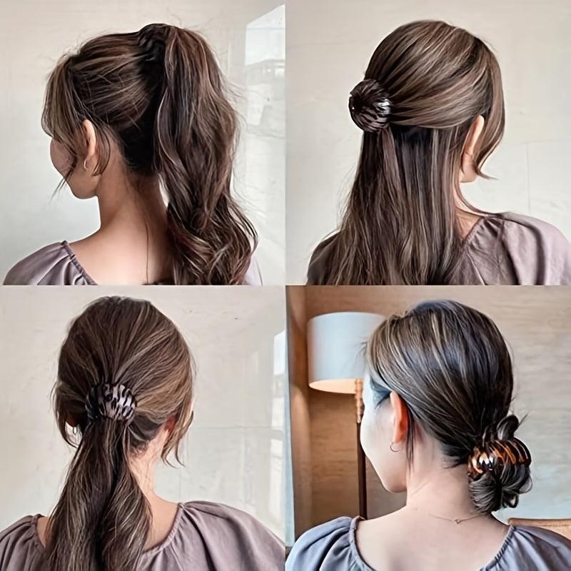 7pcs Stretchy Ponytail Holder Hair Claw Bird Nest Shaped Hair Clips Bun Maker