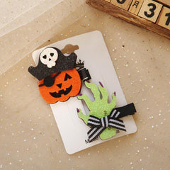 Halloween Pumpkin Ghost Hand Purple Hat Moon Bat Hairpin Clip
