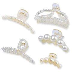 5pcs Faux Pearl Hair Claw Nonslip Hair Claw For Thick Long Hair Women Girls