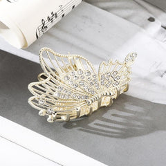 Butterfly Hair Claw Clip Rhinestone Faux Pearl Non Slip Grip