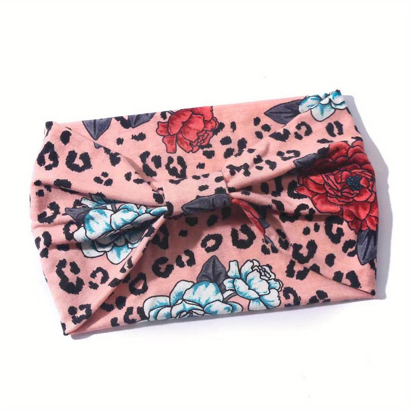 Bohemian Rose Print Boho Headband Wide Sweatbands Hair Accessories For Women