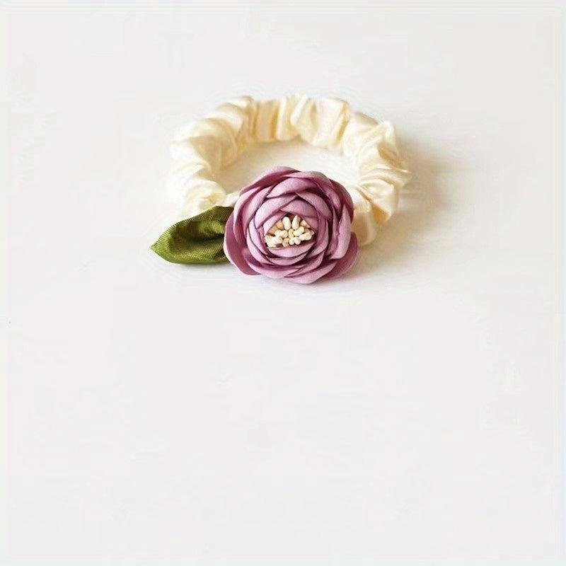 Flower Leaf Scrunchies Hair Tie Elastic Ponytail Holder Hair Accessories
