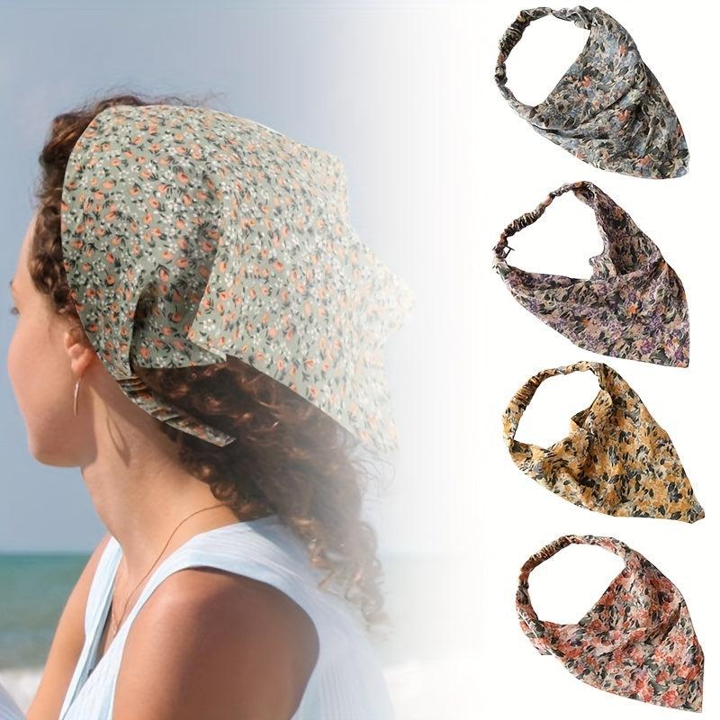 Floral Hair Bandanas Head Kerchief Boho Hair Scarf Triangle Hair Accessories