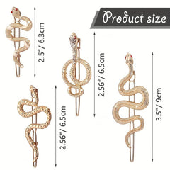4PCS Metal Snake Hair Clips Goth Punk Hair Pin Clip