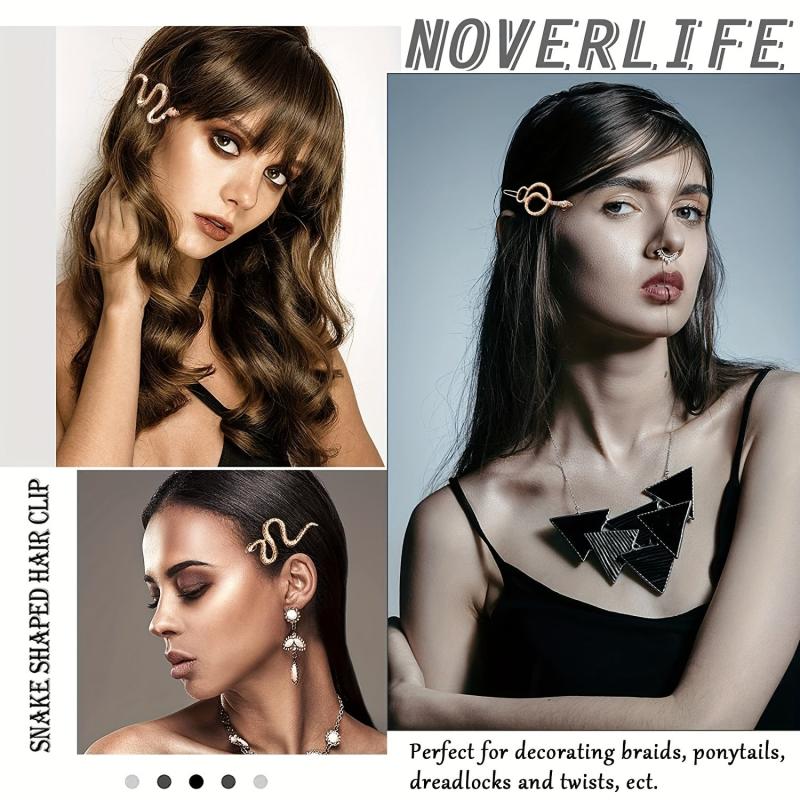4PCS Metal Snake Hair Clips Goth Punk Hair Pin Clip