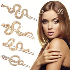 4PCS Metal Snake Hair Clips Goth Punk Hair Pin Clip