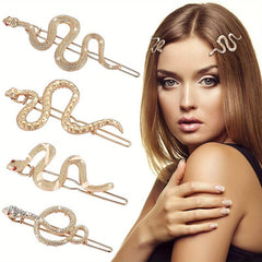 4PCS Metal Snake Hair Clips Goth Punk Hair Pin Clip