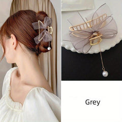 Faux Pearl Tassel Hair Claw Clip for Women
