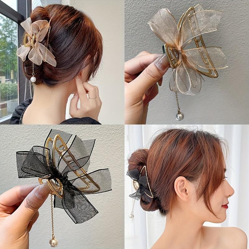 Faux Pearl Tassel Hair Claw Clip for Women