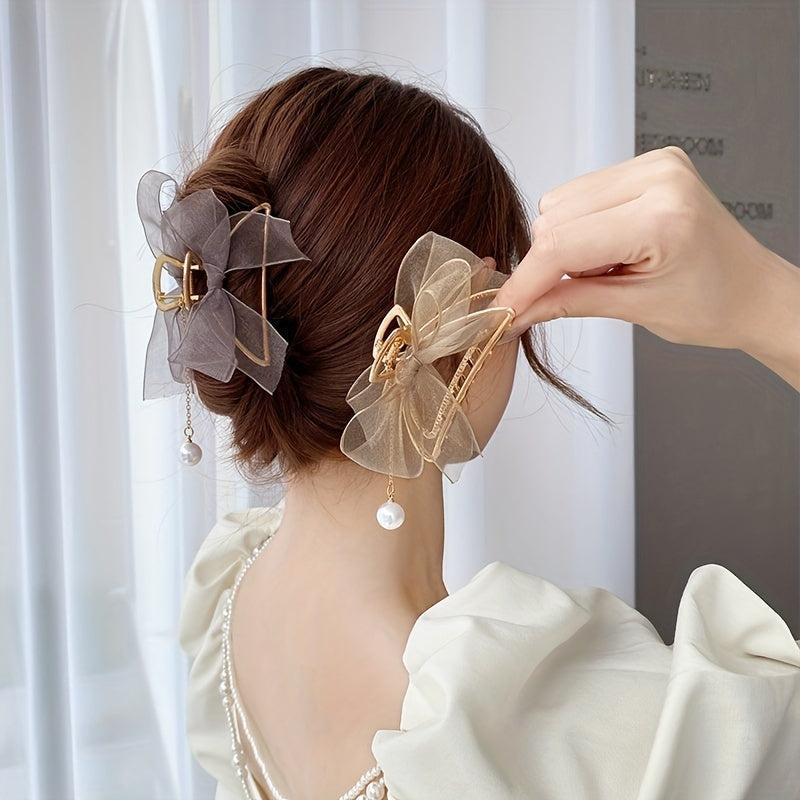 Faux Pearl Tassel Hair Claw Clip for Women