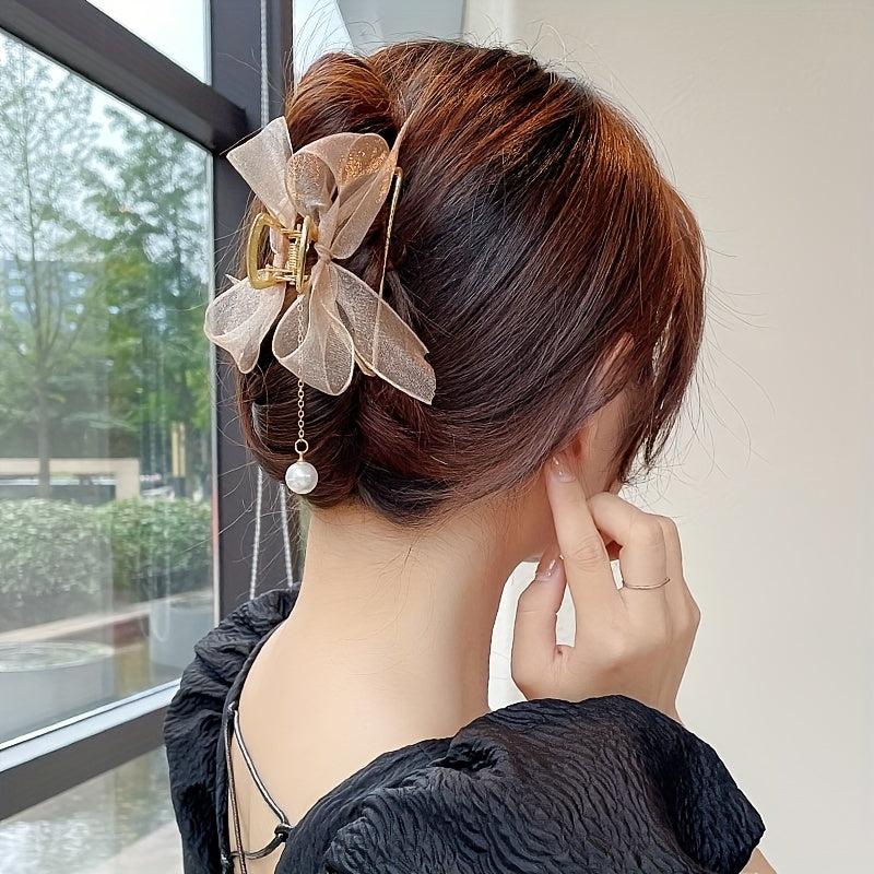 Faux Pearl Tassel Hair Claw Clip for Women