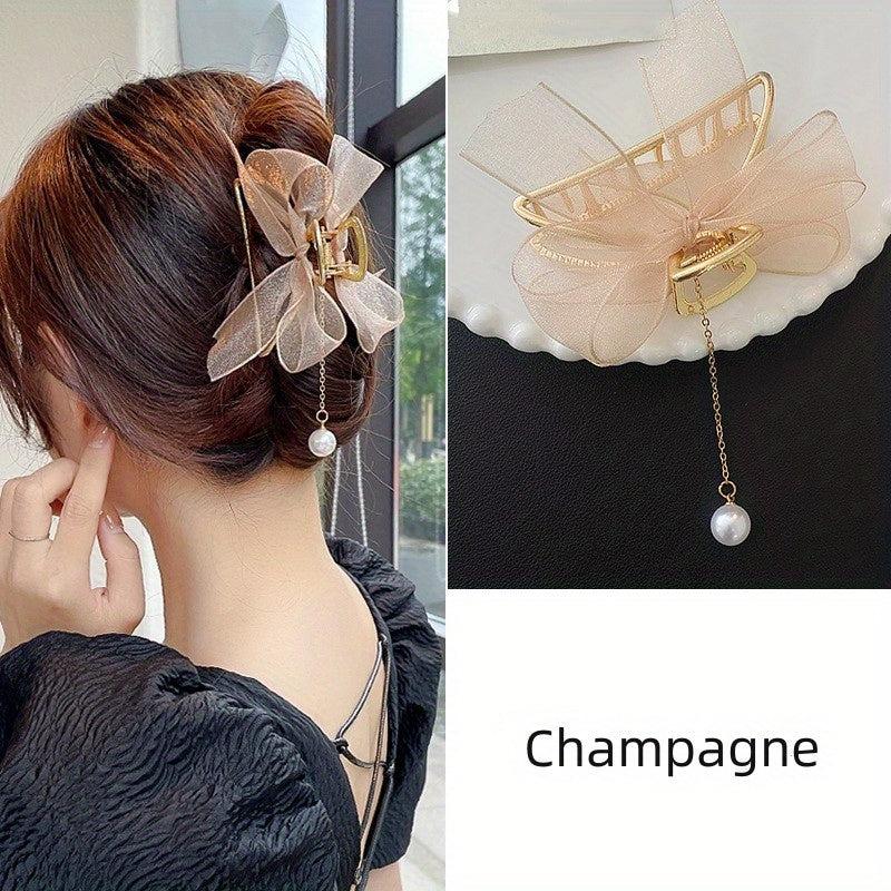 Faux Pearl Tassel Hair Claw Clip for Women