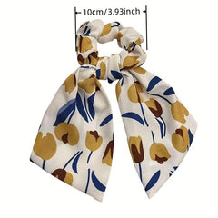 Tulip Pattern Bow Knot Hair Tie Flower Hair Rope Pastoral Hair Accessory