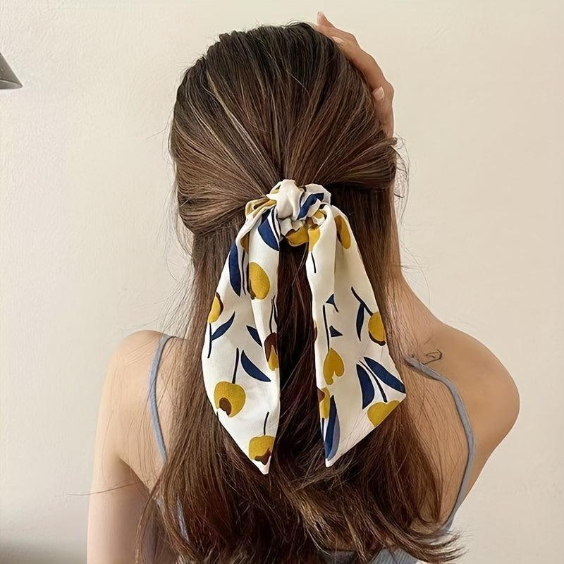Tulip Pattern Bow Knot Hair Tie Flower Hair Rope Pastoral Hair Accessory