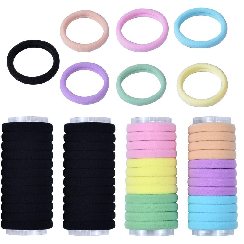48pcs Minimalist Solid Hair Tie Hair Ring Hair Protective Ponytail Holder