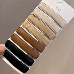 9pcs Solid Hair Clip PU Leather Snap Clip Headwear Accessories