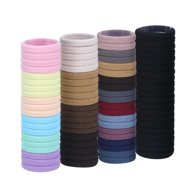 100pcs Solid Hair Tie Elastic Hair Protective Ponytail Holder Nylon Hair Accesso