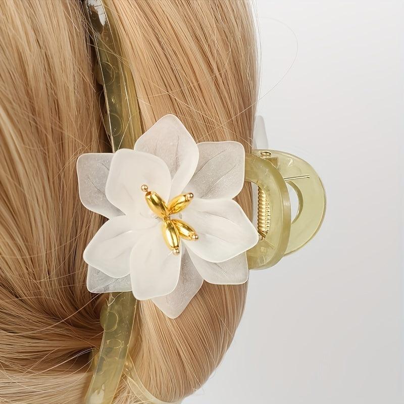 Floral Hair Claw Ponytail Hair Accessory For Women