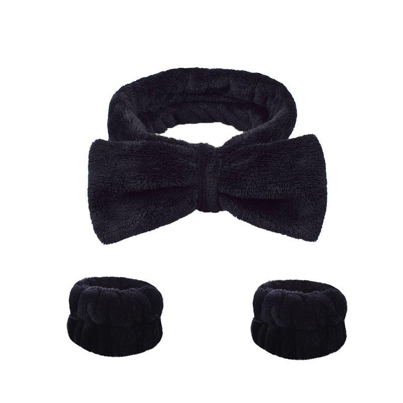 3pcs Solid Wristband Headband for Face Washing Makeup Spa