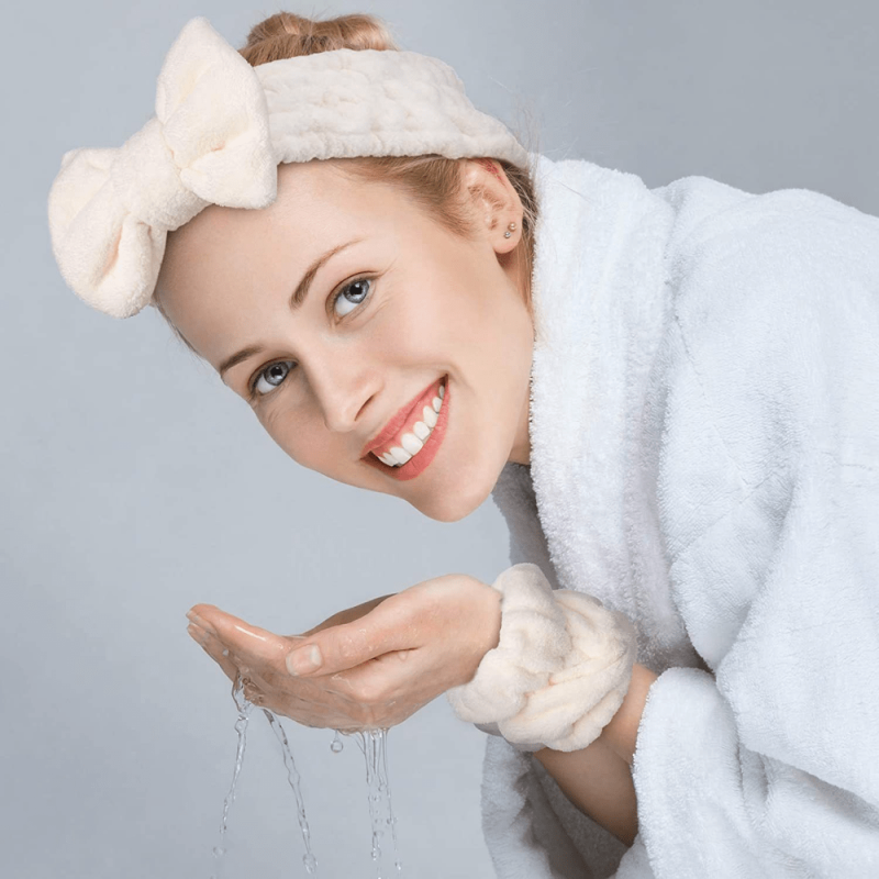 3pcs Solid Wristband Headband for Face Washing Makeup Spa