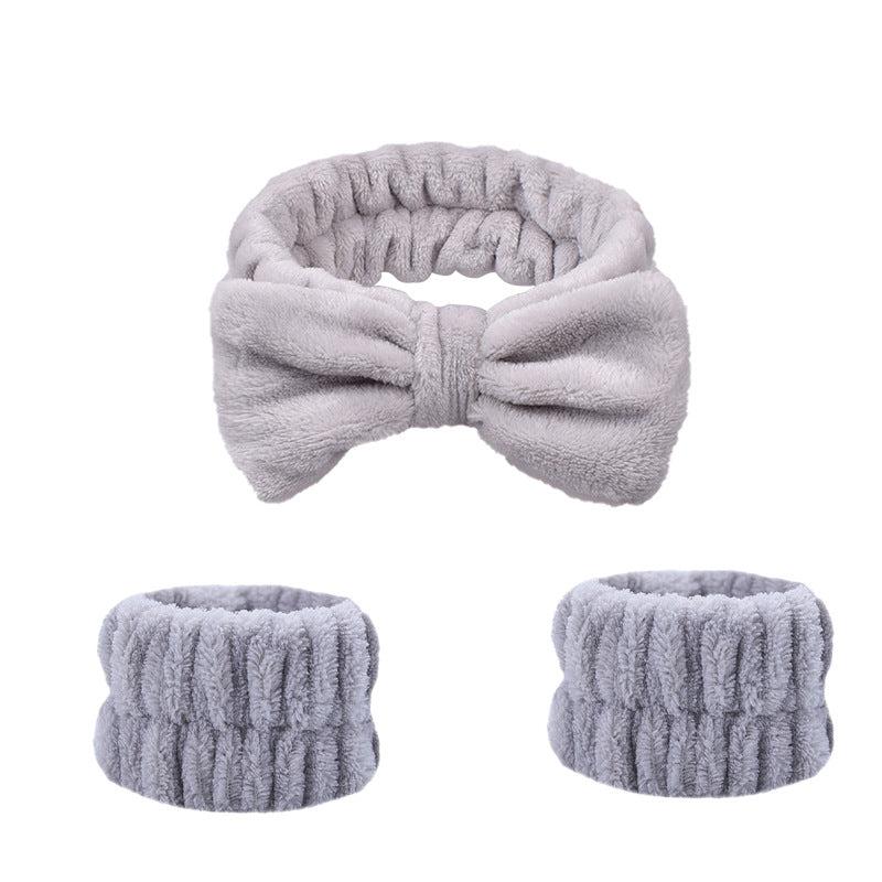 3pcs Solid Wristband Headband for Face Washing Makeup Spa