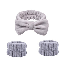 3pcs Solid Wristband Headband for Face Washing Makeup Spa