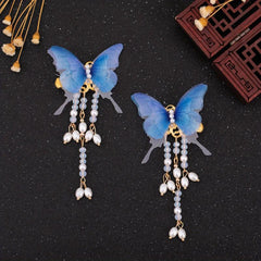 Ancient Style Butterfly Hair Clip with Faux Pearls