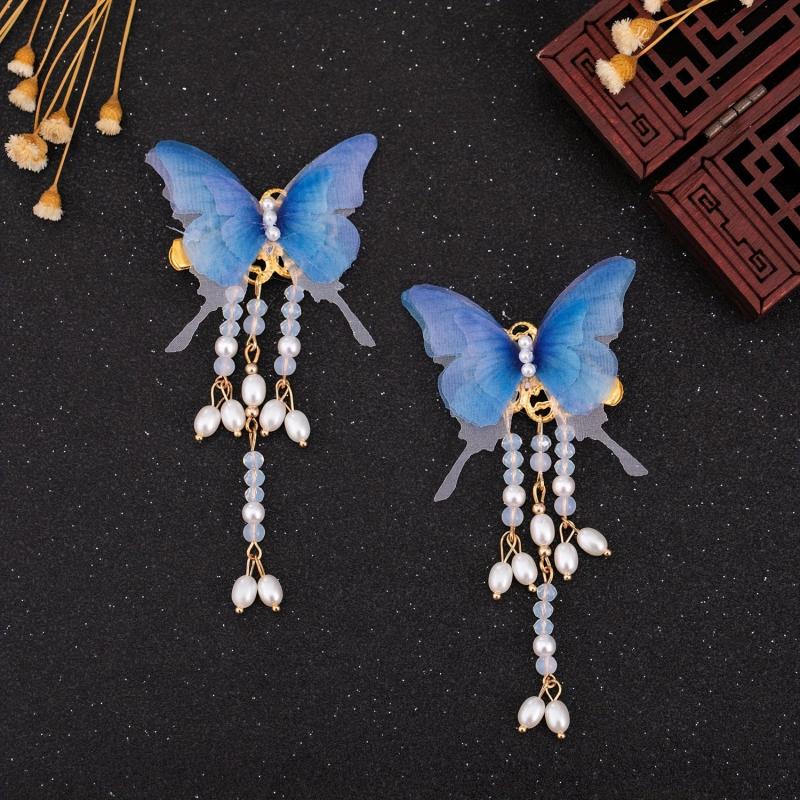Ancient Style Butterfly Hair Clip with Faux Pearls