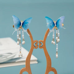 Ancient Style Butterfly Hair Clip with Faux Pearls