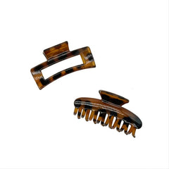 2PCS Medium Amber Plastic Solid Hair Claw