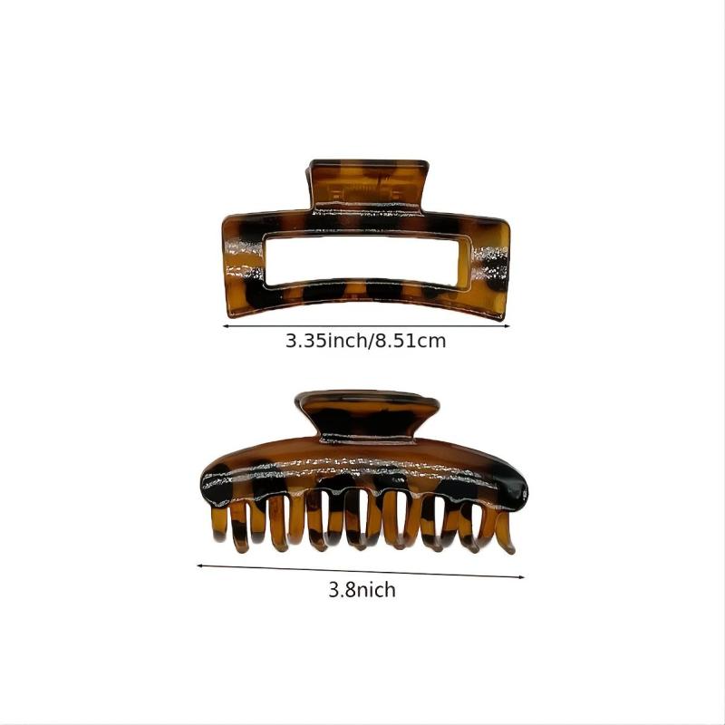 2PCS Medium Amber Plastic Solid Hair Claw