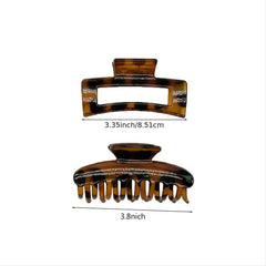 2PCS Medium Amber Plastic Solid Hair Claw