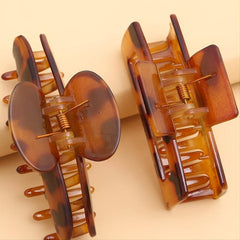 2PCS Medium Amber Plastic Solid Hair Claw