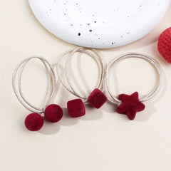 3pcs Cherry Hair Tie Scrunchie Rubber Band Head Rope Women's High Ponytail