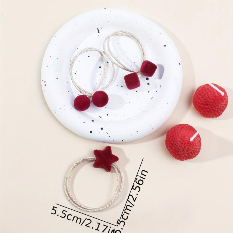 3pcs Cherry Hair Tie Scrunchie Rubber Band Head Rope Women's High Ponytail