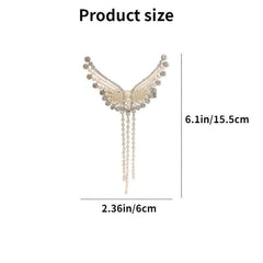 Rhinestone Butterfly Tassel Hair Clip for Women