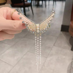 Rhinestone Butterfly Tassel Hair Clip for Women