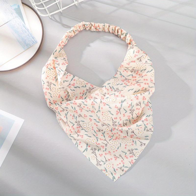 Pastoral Flower Print Chiffon Hair Scarf for Women Girls
