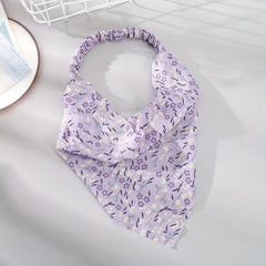 Pastoral Flower Print Chiffon Hair Scarf for Women Girls