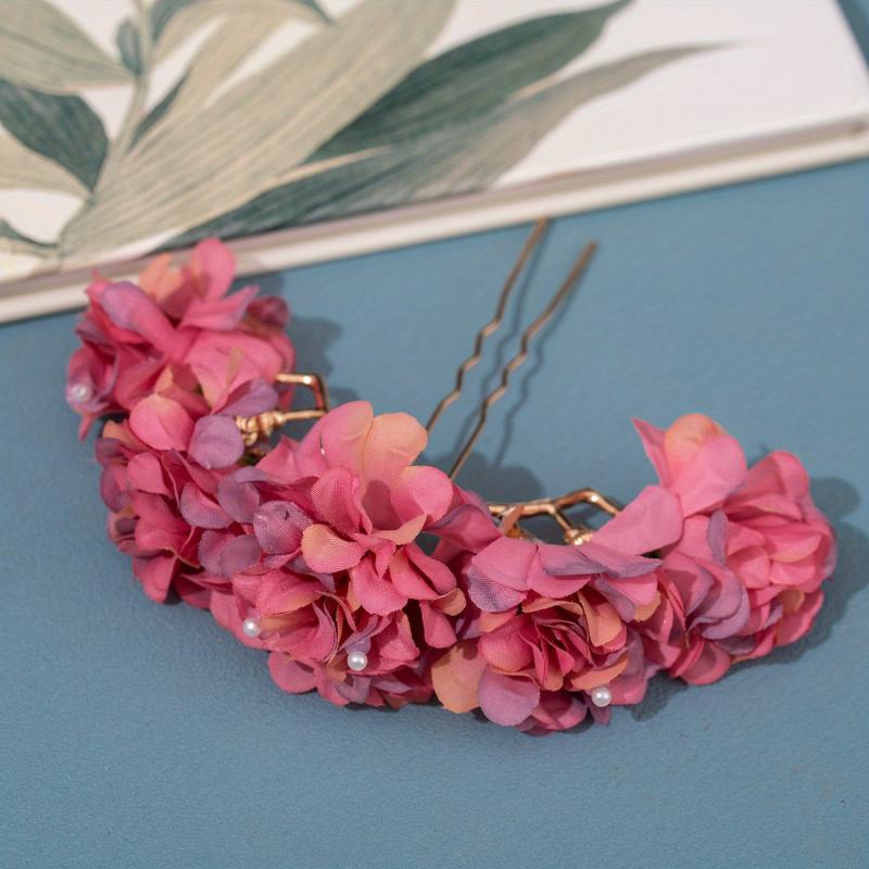 Silk Flower Headdress Hairpin Chignon Hair Accessories