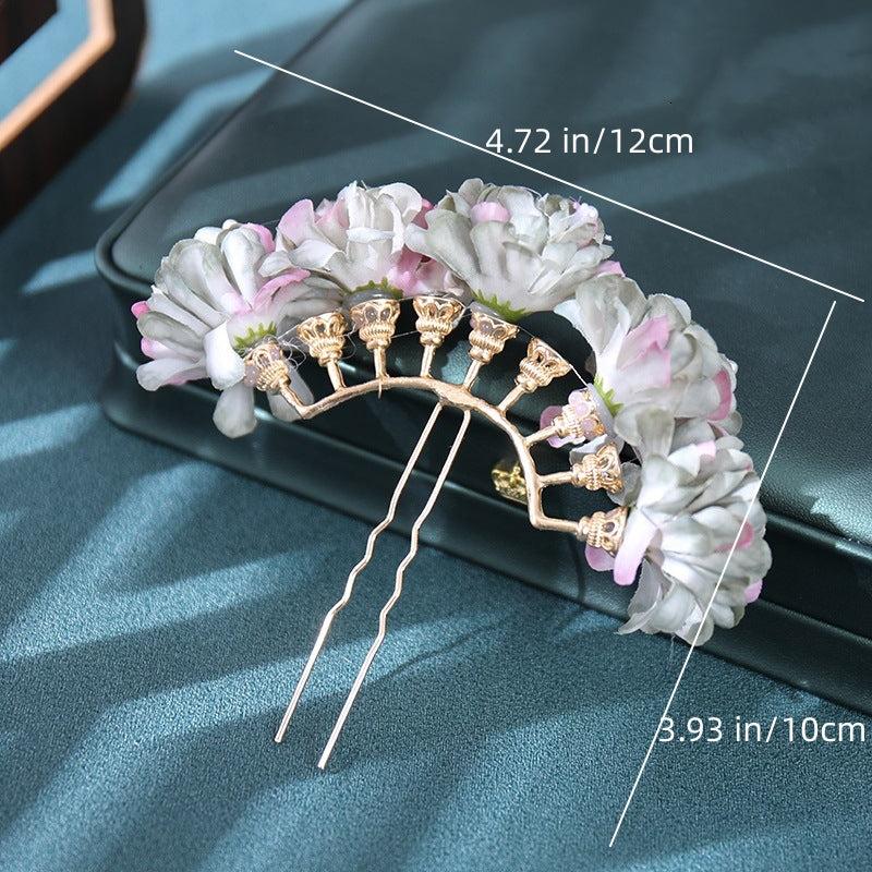Silk Flower Headdress Hairpin Chignon Hair Accessories
