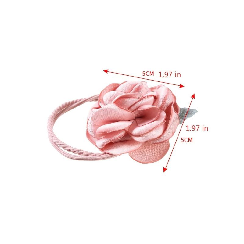 Colorful Rose Flower Hair Bow Wreath Garland Elastic Hair Ties