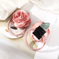 Colorful Rose Flower Hair Bow Wreath Garland Elastic Hair Ties