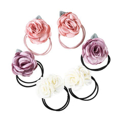Colorful Rose Flower Hair Bow Wreath Garland Elastic Hair Ties
