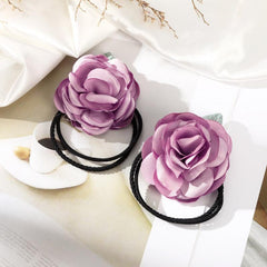 Colorful Rose Flower Hair Bow Wreath Garland Elastic Hair Ties
