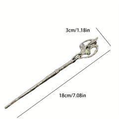 2pcs Vintage Alloy Moonstone Hairpin, Chinese Style Chignon Hair Accessories