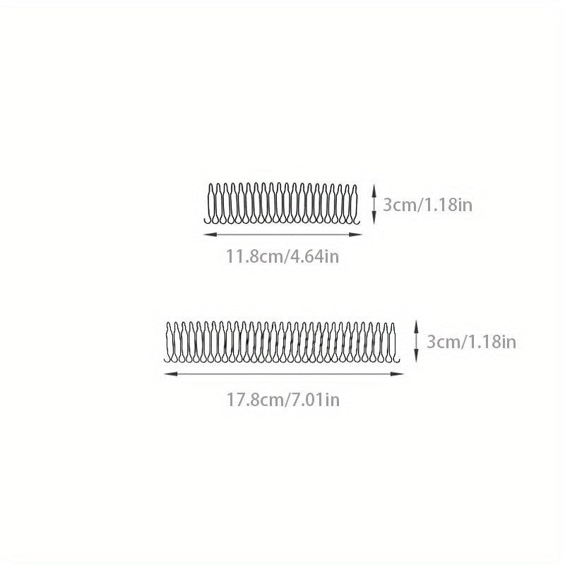 2pcs Elastic Hair Comb Pin Invisible Hair Pin For Side Hair Band Alloy Hairpin
