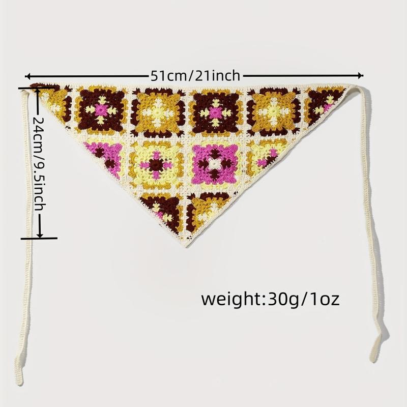 Boho Style Checkered Hair Band Flower Pattern Headdress