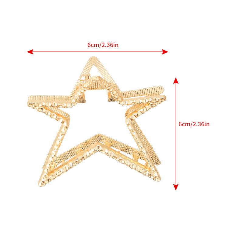 Golden Silver Star Hair Claw Pentagram Shark Claw Hair Accessories
